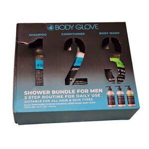 Body Glove Men's Black Peppermint Shampoo Conditioner & Body Wash 3-Step Routine